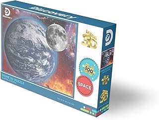PRIME3D Earth & Moon Discovery 3D Jigsaw Lenticular Puzzle-24 x 18 Inches, 500 pcs
