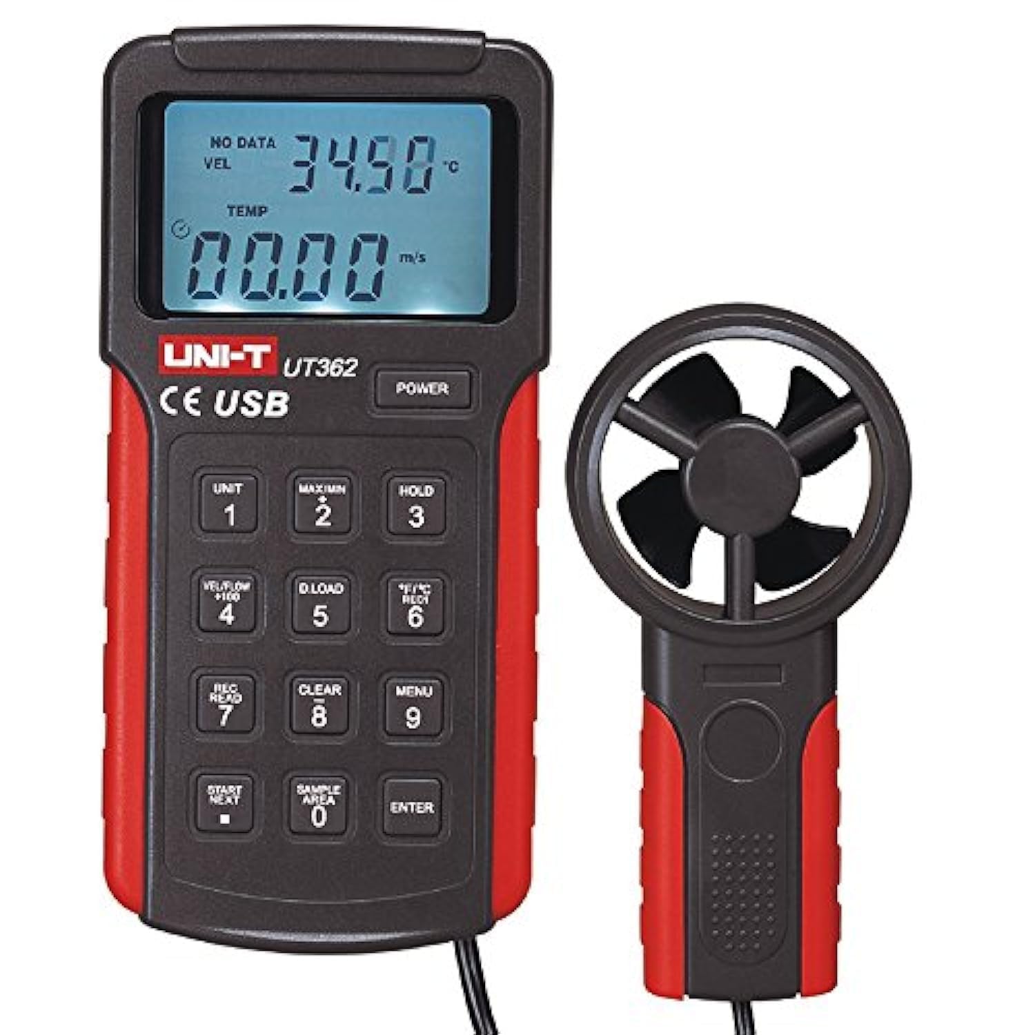 Anémomètre UT362 thermomètre numérique de poche pour flux d'air et vitesse du vent