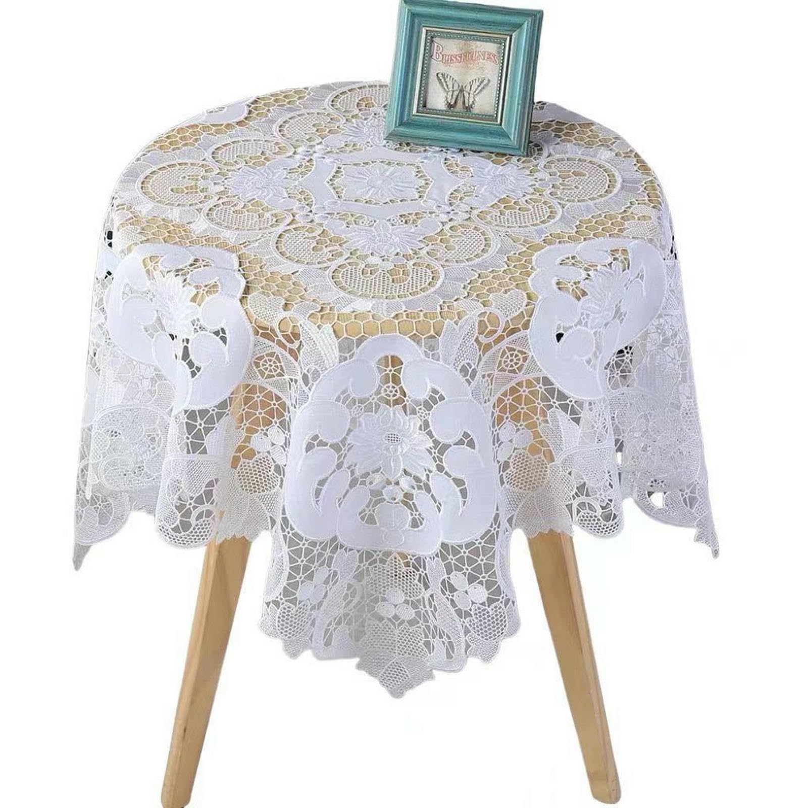 tovaglia da Matrimonio Classica, Decorazione Tavolo in Pizzo Bianco, Caffè-bianco-150 * 220