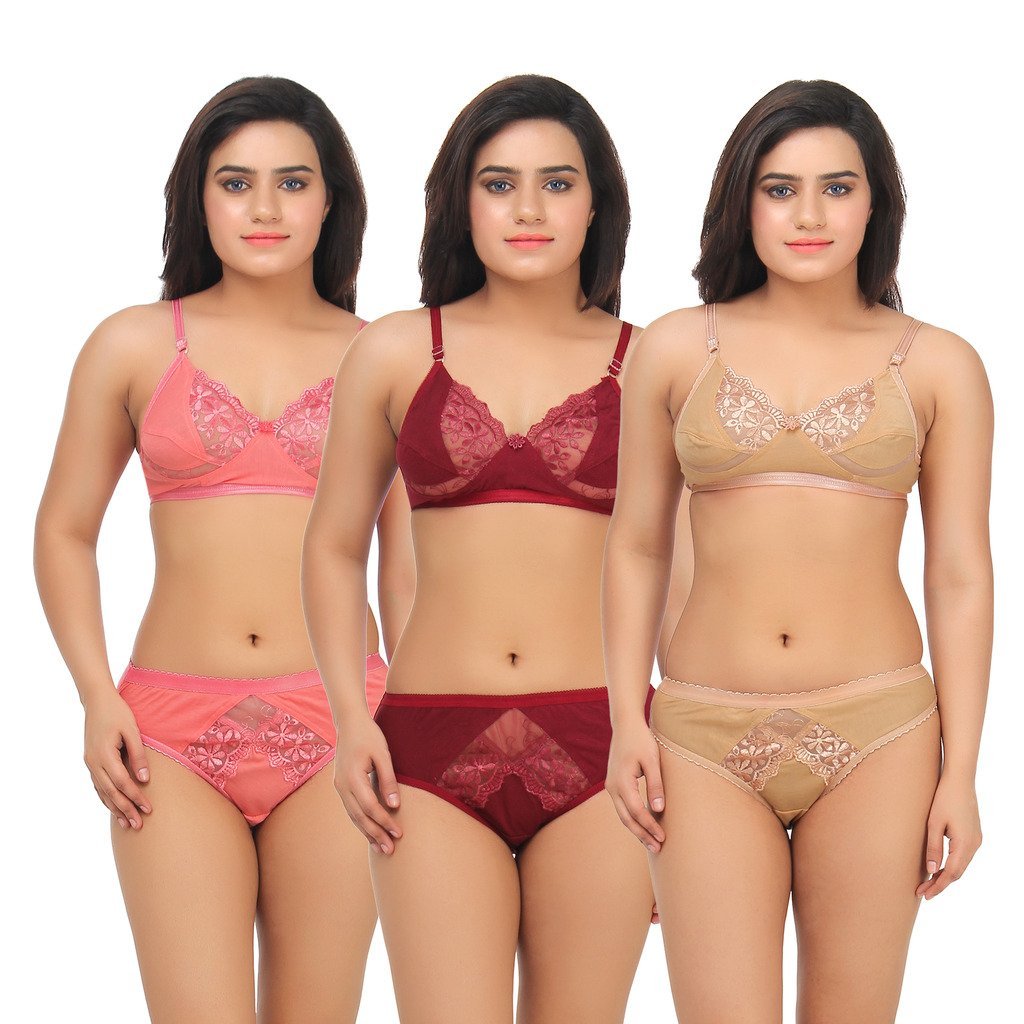 Embibo Women Cotton Bra Panty Set for Women Lingerie Set for Honeymoon Bra Panty Set for Women with Sexy Bra Panty Set for Women Innerwear Multicolour-image-37