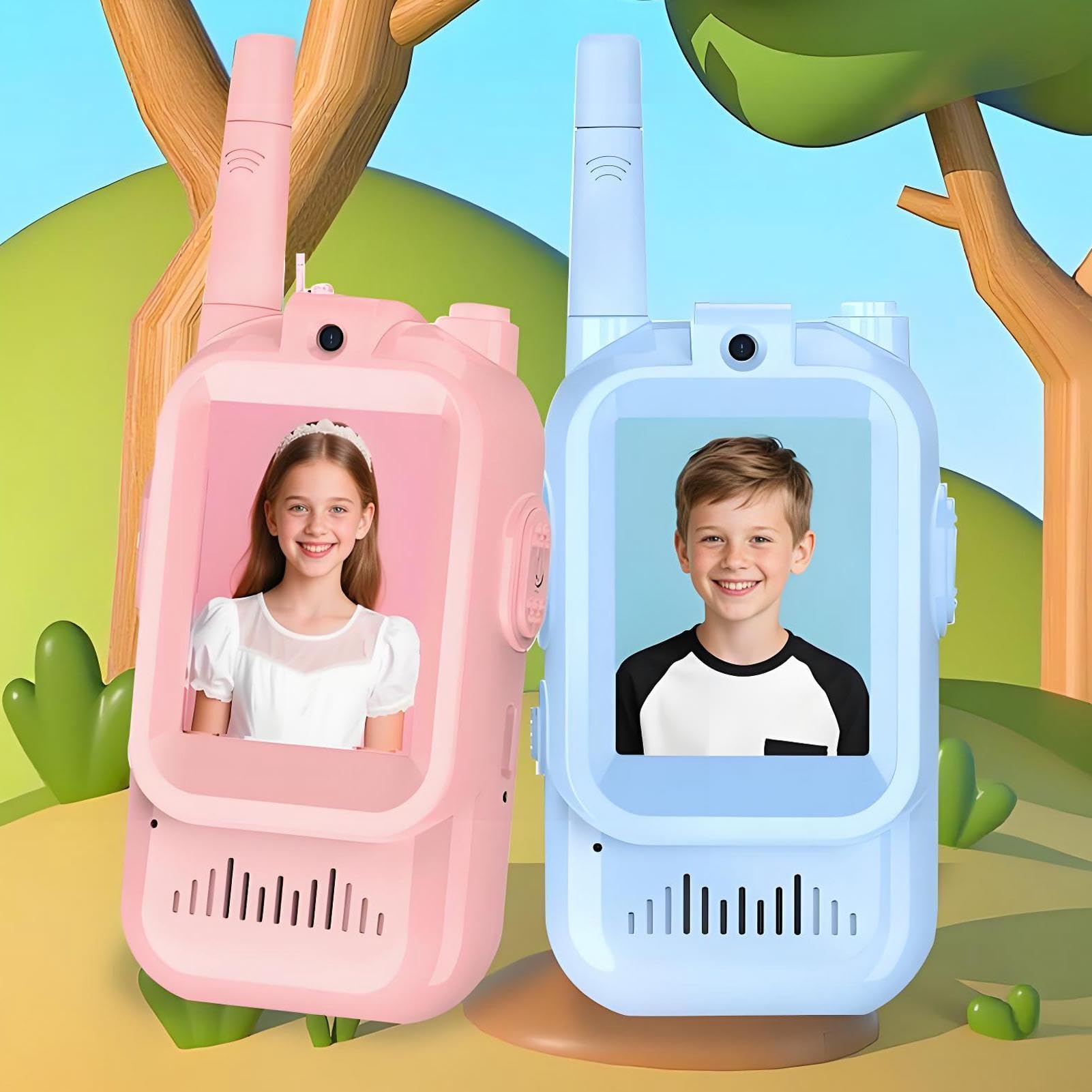 Walkie Talkies para Niños Y Niñas - Radios con Pantalla Y Efectos De Voz | Efectos De Voz para Walkie Talkies Infantiles,para Niños Niñas Juegos Familiares Acampada Navidad