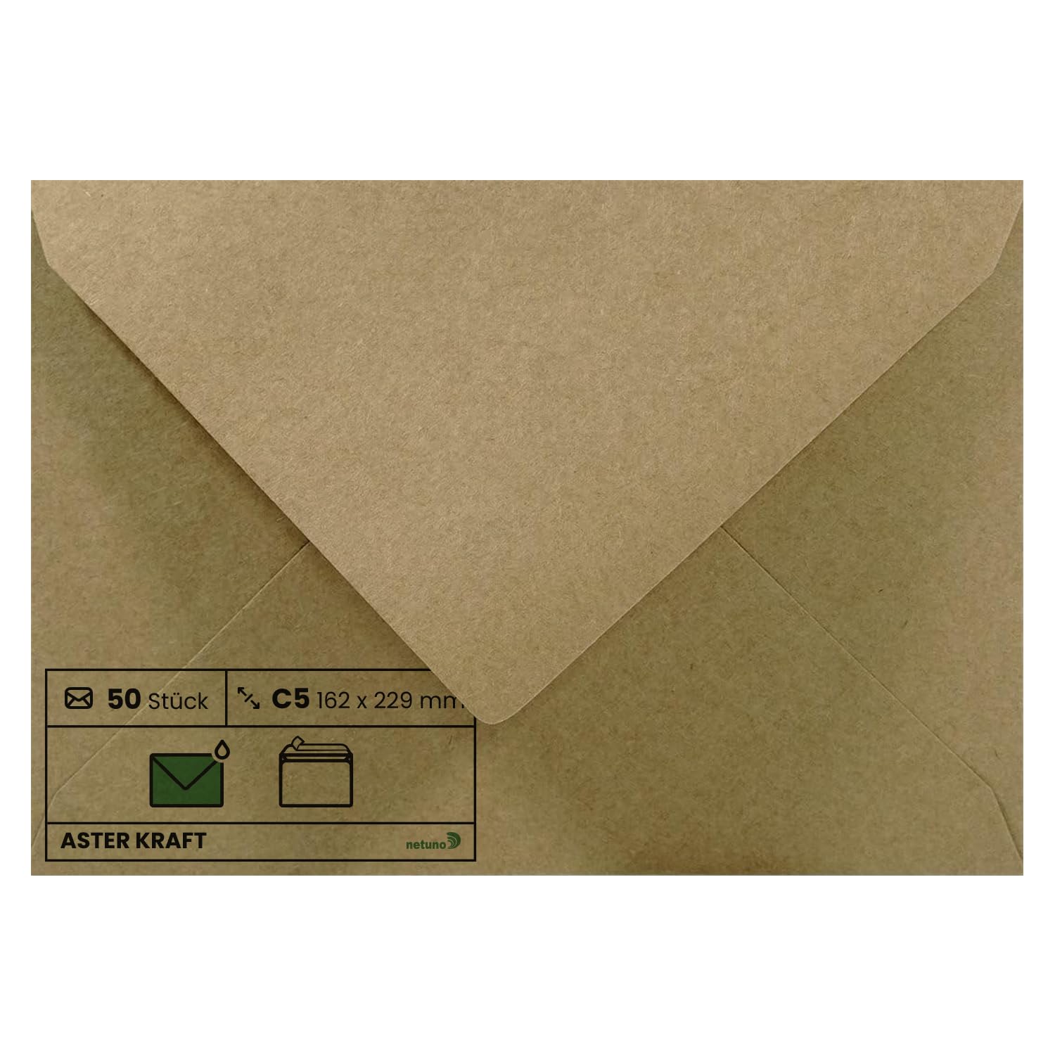 Sobre C5 250 Tarjetas Con Sobres Forrados, Acanalados, DIN A6/C6, Color Topo, 10,5 X 14,8 Cm, Adhesivo En Húmedo Sobres C5 Verde