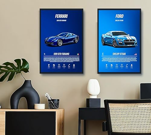 Miniatura 8 de 9 pósteres de súper auto para habitación de niños, decoración de pared de coche deportivo, arte de pared de automóvil de carreras para hombres y