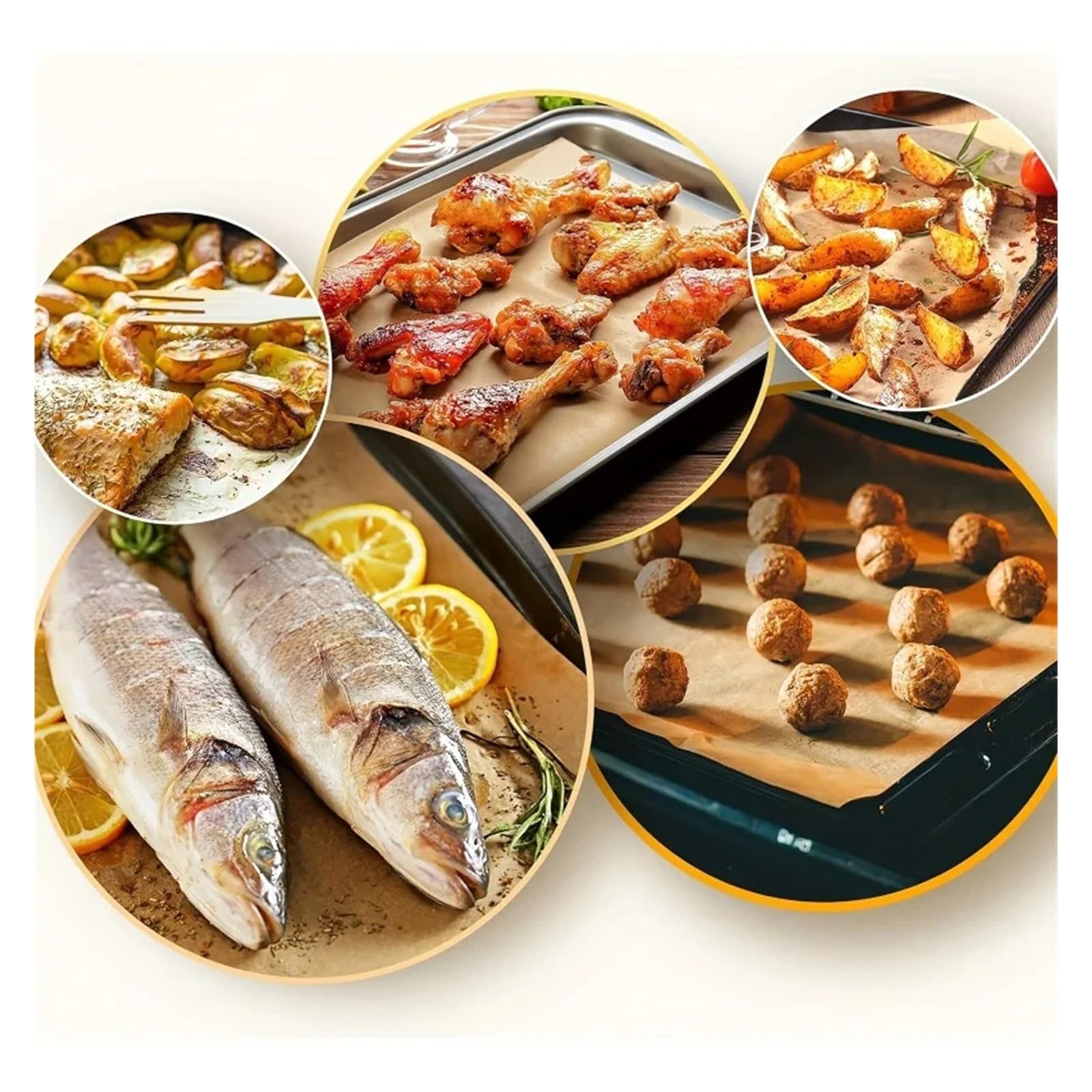 Rotolo di carta Cottura antiaderente Pane Torta Biscotto Uovo Dart Fogli for cucinare Grigliare a vapore Friggitrice ad aria(A5)