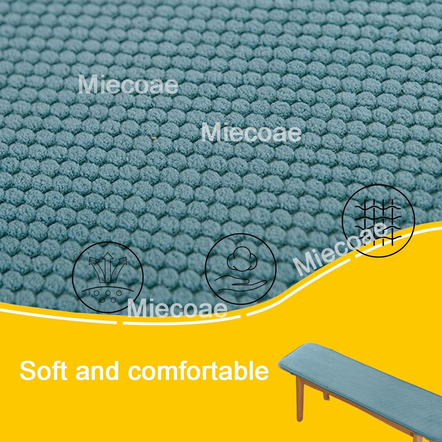 Sangles de chaise d'extérieur pour salle à manger et balancelle de jardin - Coussins de banc antidérapants pour baie vitrée intérieur/extérieur - Vert 200 x 40 cm