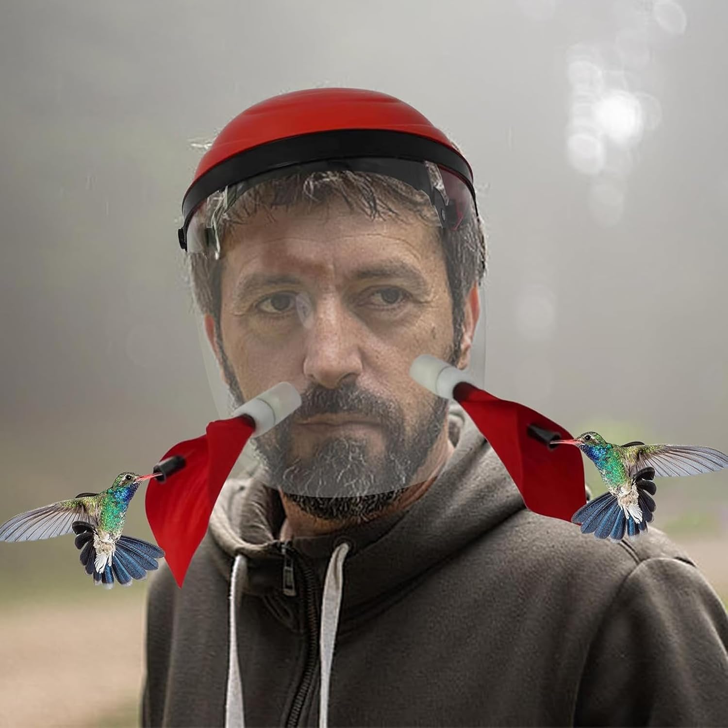 NIULUKA Hummingbird Feeder Face Mask,Wearable Hummviewer Face Mask Feeder Hat for