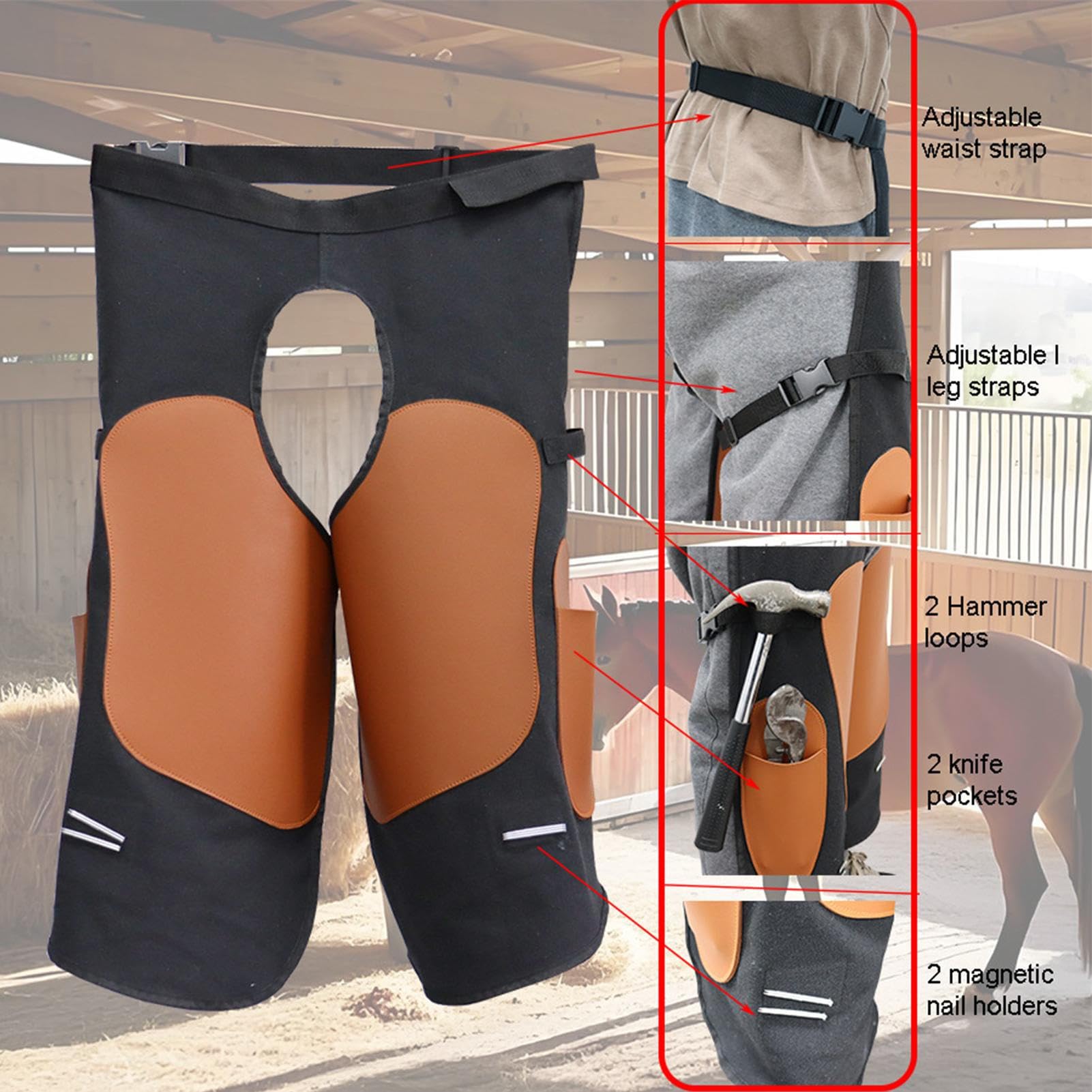 Mandil De Herrador Protección Ajustable Resistente Con 2 Bolsillos Para | Mandil para Soldador Para Mecánico Maquinista Carpintero Bombero Y Trabajos De Construcción Y Taller