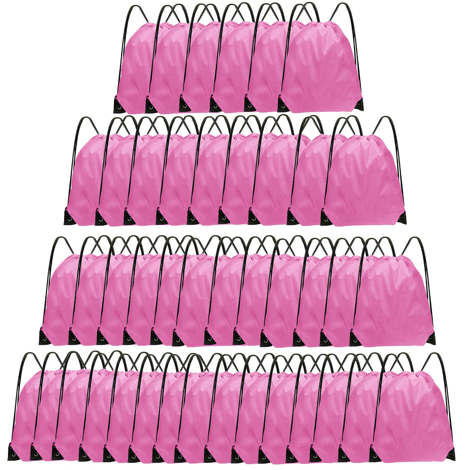 Grneric Drawstring Backpack Bulk 42 Pcs String Backpack Drawstring Bags Cinch Bag Sackpack for Men Women Gym (Pink)