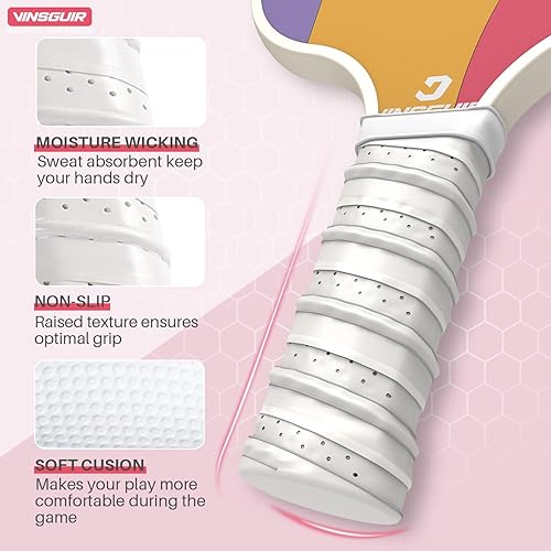 Miniatura 4 de VINSGUIR Juego de 2 palas de pickleball aprobadas por USAPA, juego de pickleball de fibra de vidrio con raquetas de pickleball, palas de pickleball,