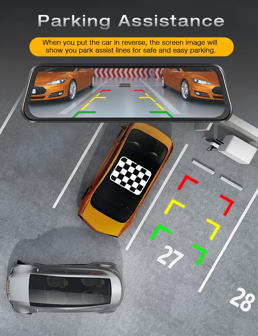 EYETOO 1080P Mirror Dash Cam for Cars with 10 inch IPS Full Touch Screen w/Waterproof Backup Camera Rear View Mirror Camera, Parking Monitor, Loop Recording