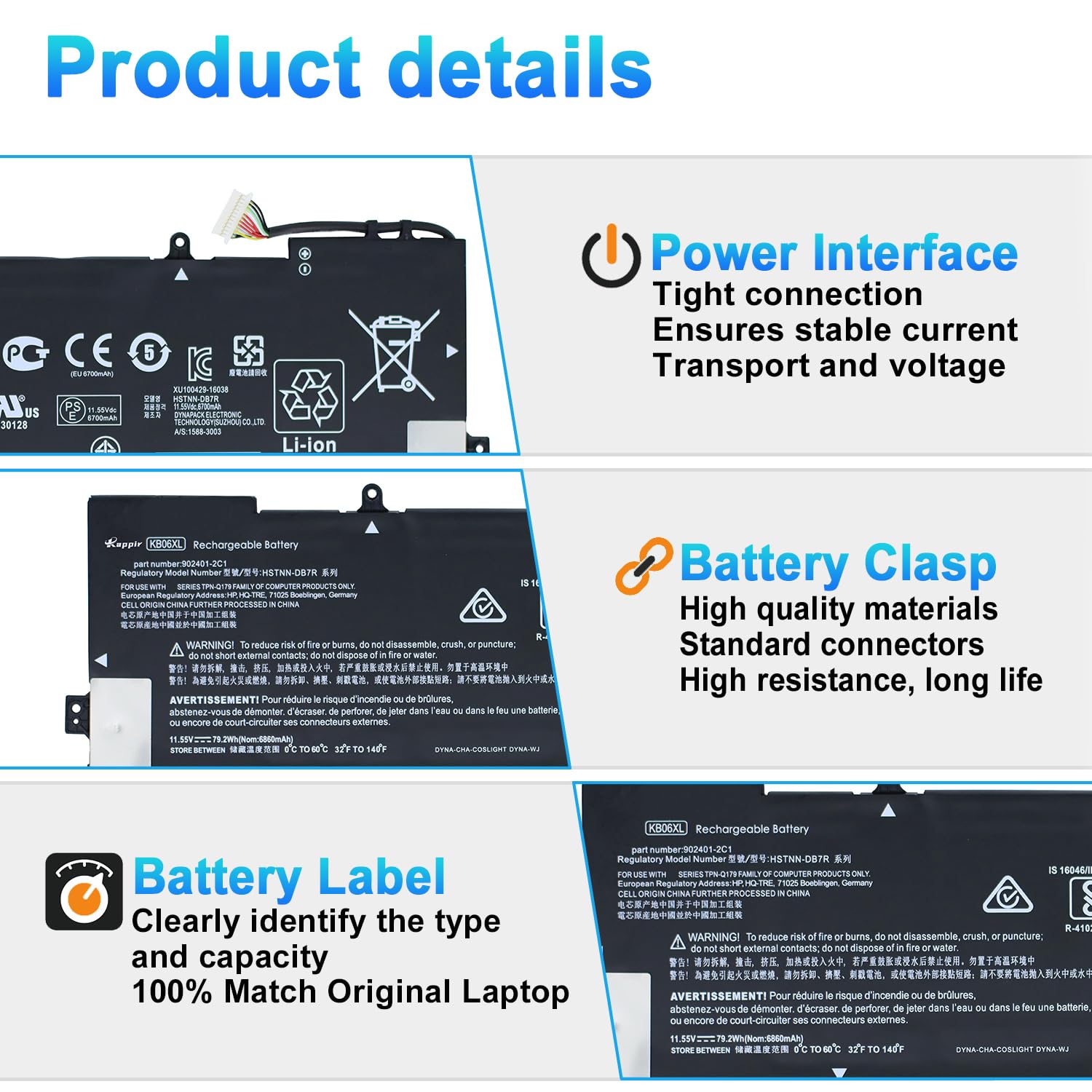 記念グッズ batti5155 Amazon.com: BOWEIRUI KB06XL 902499-855 Battery Replacement for HP