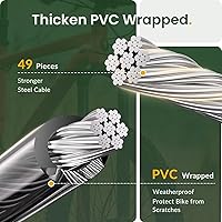 Vista 4 de Titanker Cable de bloqueo de bicicleta, bloqueo de cable de bicicleta de 4 pies, bloqueo de bicicleta autoenrollable básico para niños, combinación