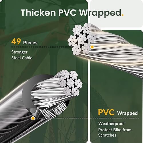 Miniatura 4 de Titanker Cable de bloqueo de bicicleta, bloqueo de cable de bicicleta de 4 pies, bloqueo de bicicleta autoenrollable básico para niños, combinación