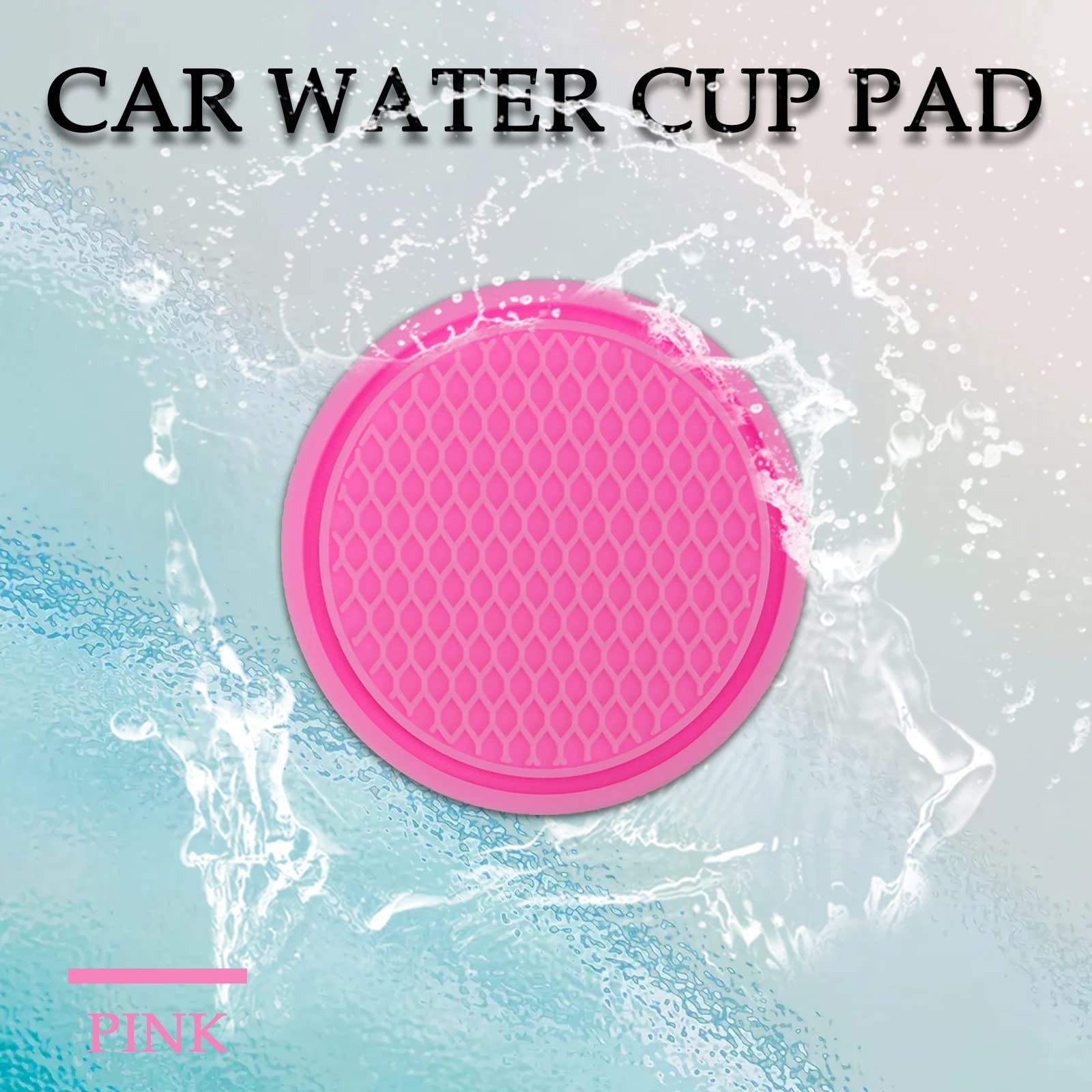 4UNeed 4-Pack Silicone Car Coasters - Honeycomb Design Non-Slip Cup Holder Liners (Pink, Blue, Black, Etc.)
