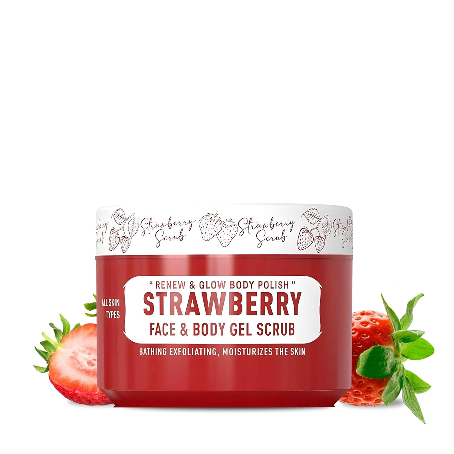 Immortal NYC Strawberry Crush Face & Body Scrub Mask Gel- Moisturizing and Exfoliating Body, Face, Hand, Foot Scrub – Fights Acne, Fine Lines & Wrinkles, Great Gifts For Women & Men – 10 oz