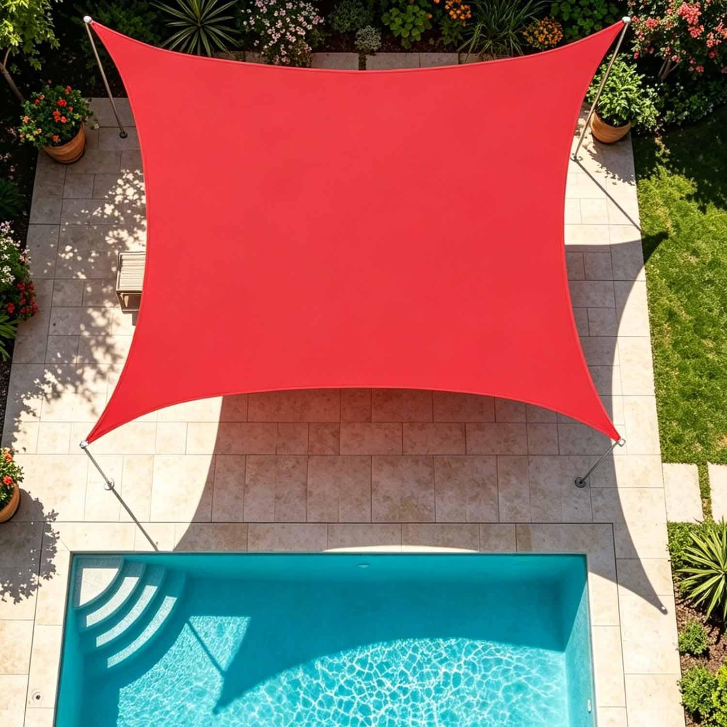 Ffsaacol Outdoor Rectangle Sail Shade, Sun Shade Sail Canopy Waterproof, Sun Shade Heavy Duty Canopy UV Block, for Backyard Patio Pergola Garden (We Make Custom Size) L, 16x16ft/5x5m