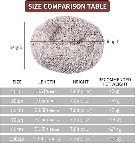 Miniatura 4 de Cama para gatos, cama para perros pequeños, redonda en forma de dona, lavable, de felpa y pelo sintético, camas acolchadas suaves para mascotas de