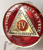 4 Year Mandarin Red Gold & Nickel Tri-Plate AA Alcoholics Anonymous Medallion Chip Serenity Prayer