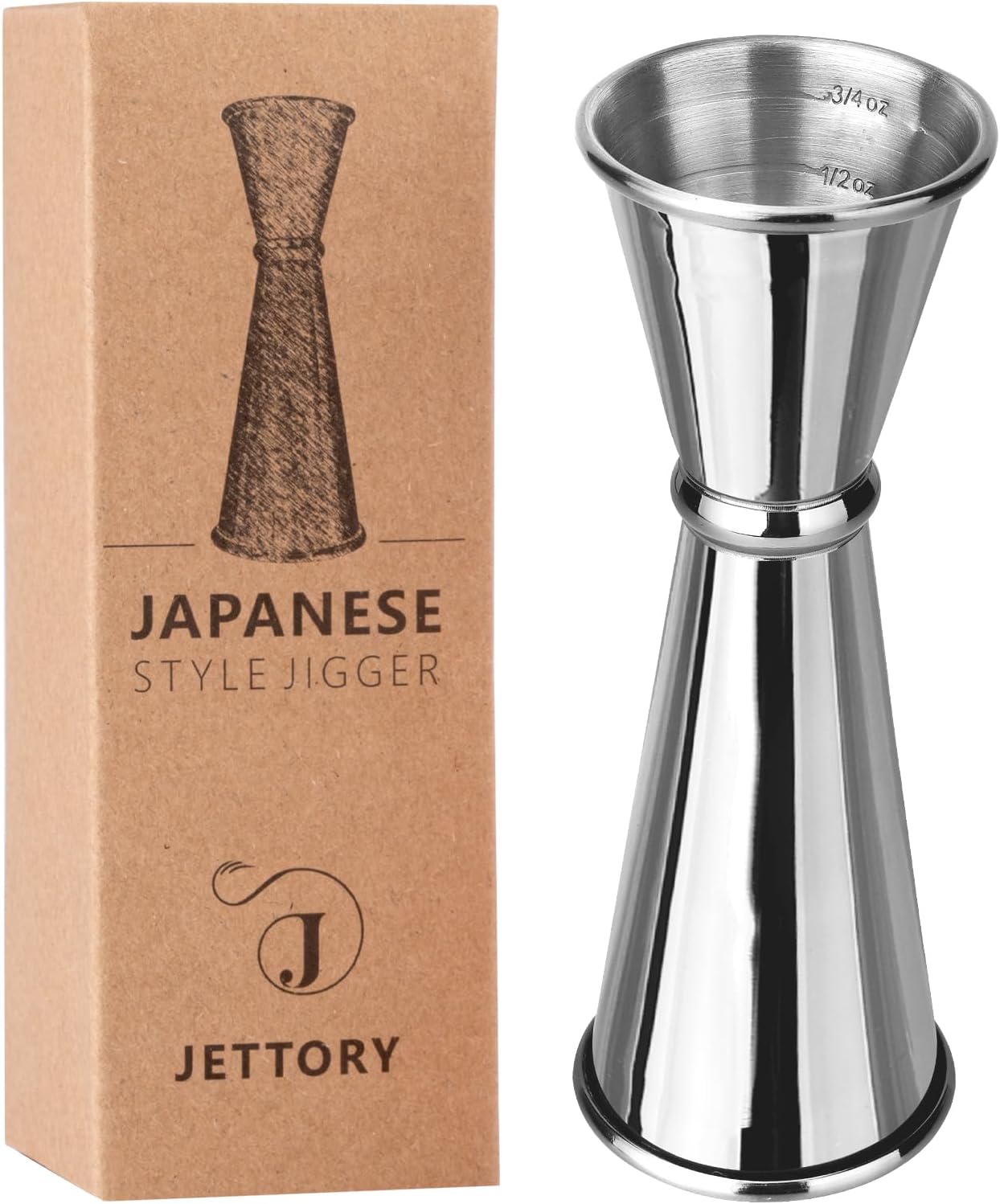 Jigger - Japanese Jigger 2oz 1oz with Measurements Inside - Cocktail Jigger - 304 Food Grade Stainless Steel Jigger for Bartending - Bar Measuring Jigger