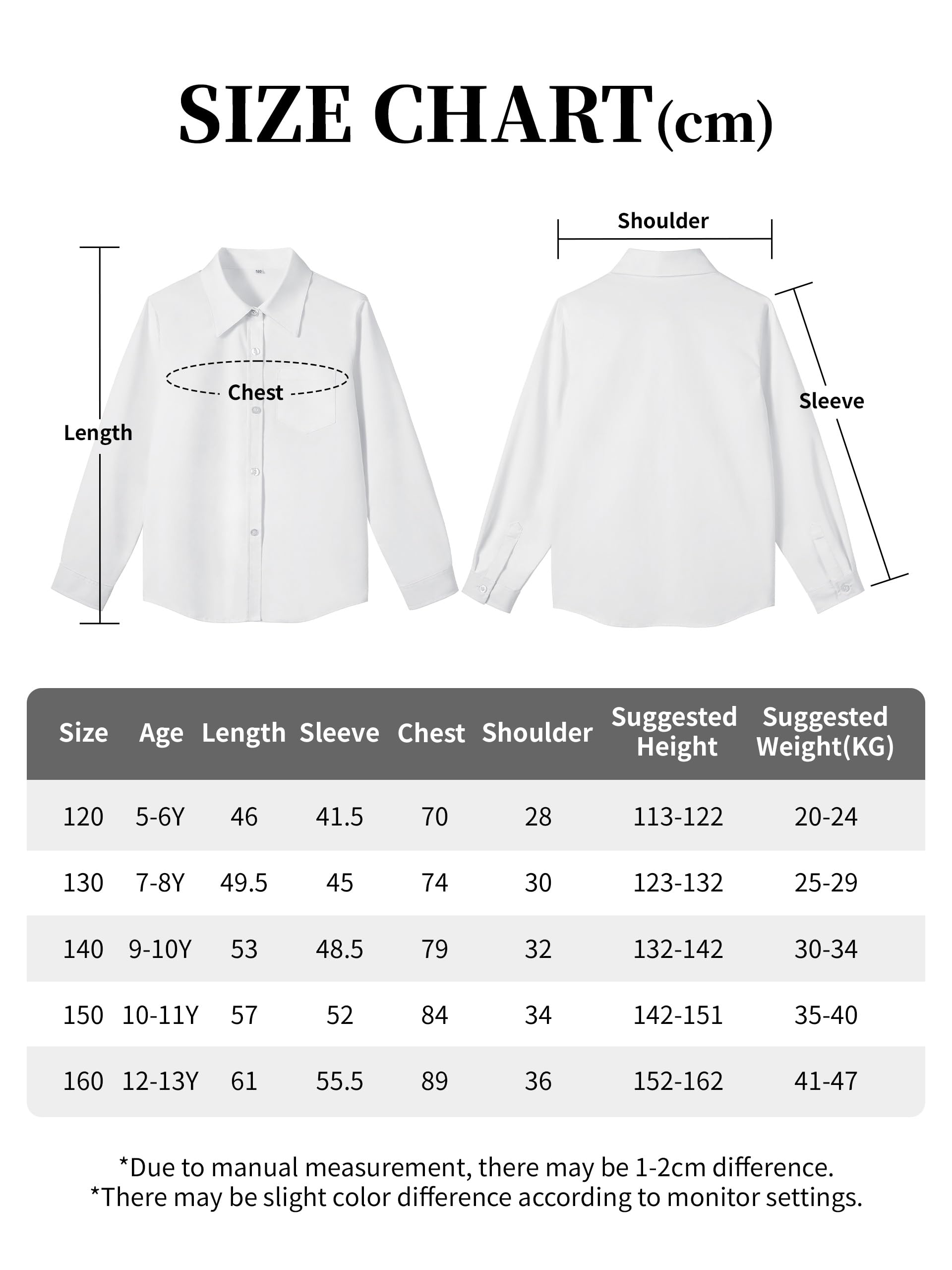 LOLANTA Chemise d'uniforme Scolaire pour Fille, Manches Longues, Chemisier boutonné avec Poche Poitrine, résistant aux Taches, mélange de Coton