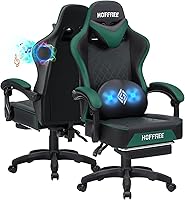 Vista 14 de HOFFREE Silla Gaming Silla de Computadora con Altavoces Sillas de Juegos de Masaje con Reposapiés Bluetooth Respaldo Alto Ergonómicas Sillas Gaming