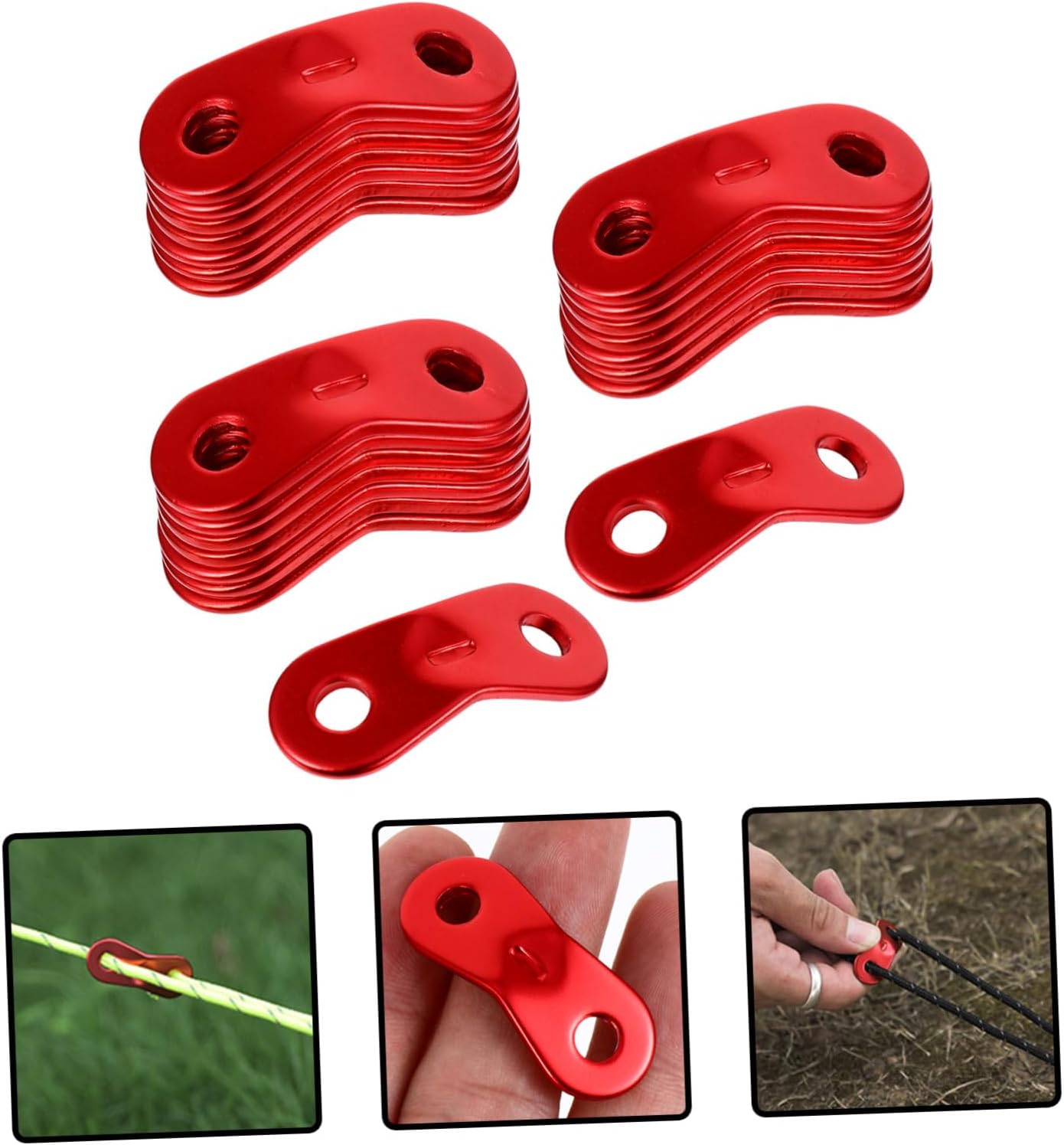 20pcs Aluminum Alloy Tent Rope Buckles Outdoor Camping Cord Tensioners with Design for Secure Wind Rope Adjustment and Easy Use Red
