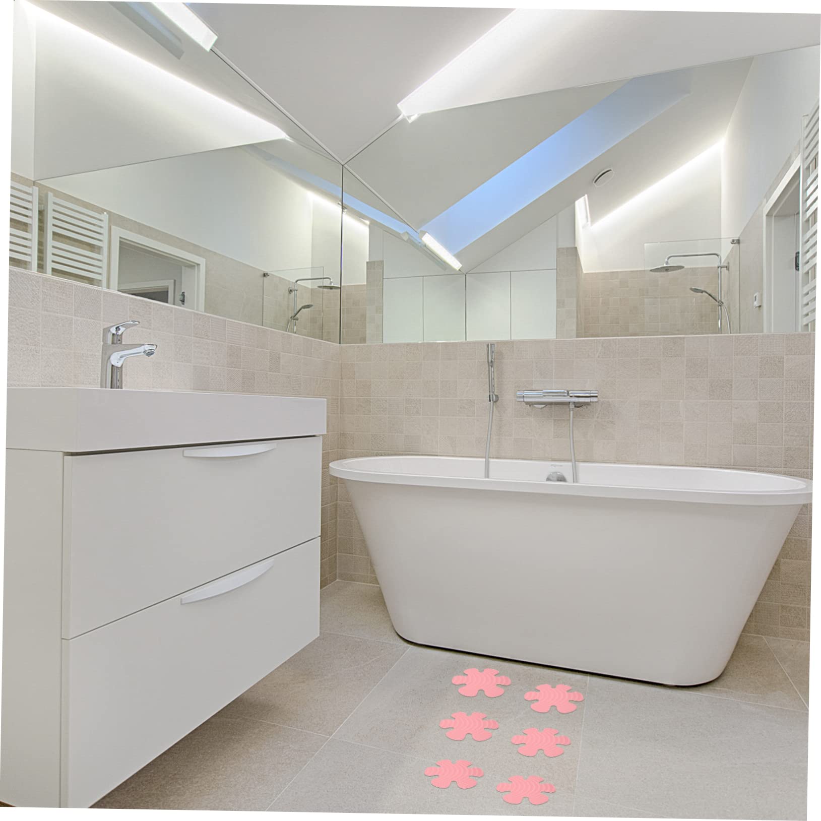 DECHOUS 3 Juegos Pegatinas Antideslizantes bañera niño Pegatinas Piso de la Ducha no Pegatinas Ducha Pegatinas Ducha Antideslizante Pegatinas Ronda Cinta Adhesiva peva Rosa