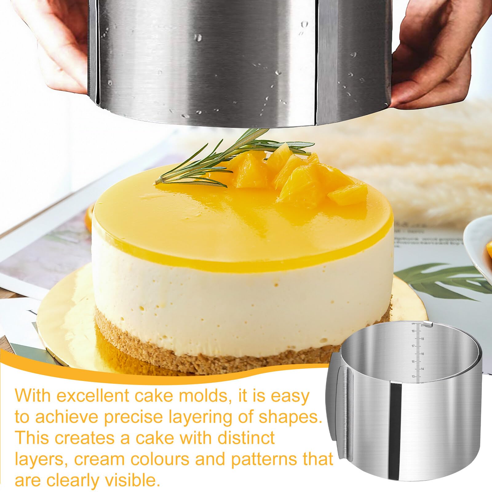 Set Di 2 Anelli Per Torta In Acciaio Inox – Altezze 6 Cm E 20 Cm, Diametro Regolabile 16-30 Cm, Per Torte Mousse, Matrimoni E Pasticceria Professionale