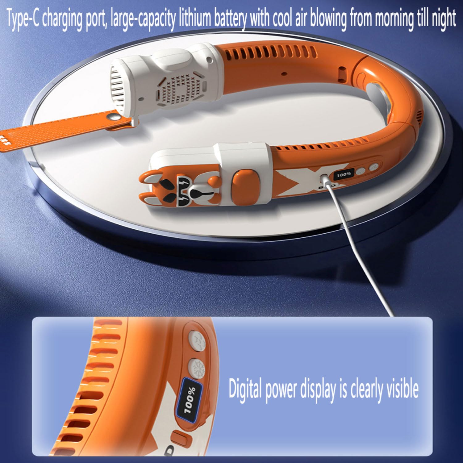 Ventilatore Portatile da Collo – Dispositivo Silenzioso Ricaricabile a 3 velocità – Ventilatore a Spalla Portatile con Schermo per L'Estate Viaggi Campeggio Spiaggia Esterno Cucina (Rosa)