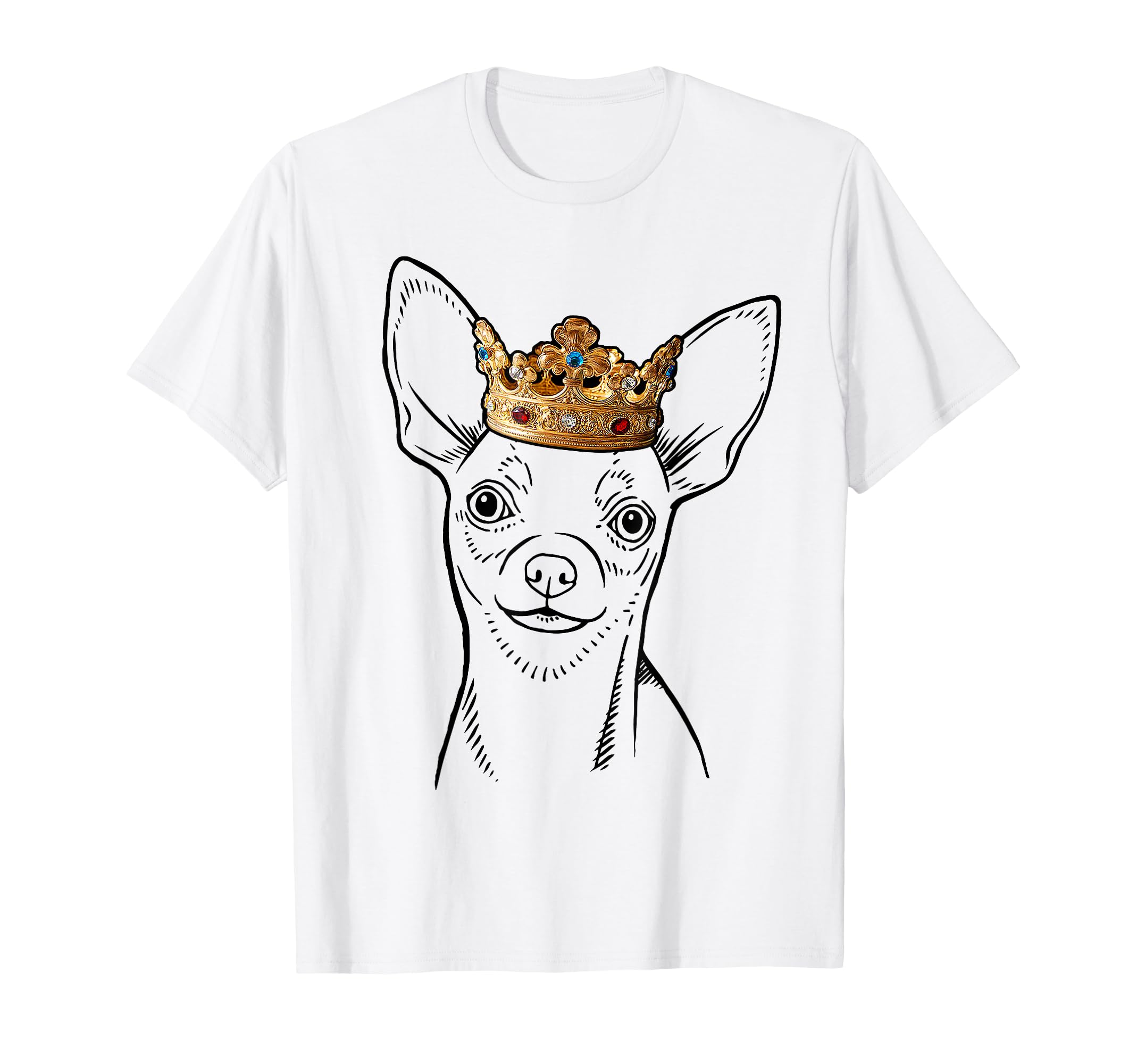 Smooth Chihuahua Dog Wearing Crown T-Shirt, Black
