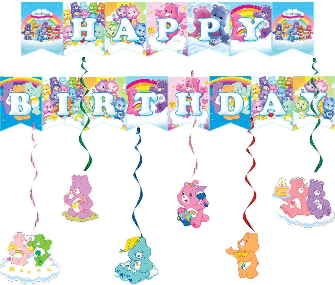 Cute Bear Banner, Hanging Swirls birthday Party Supplies The me
