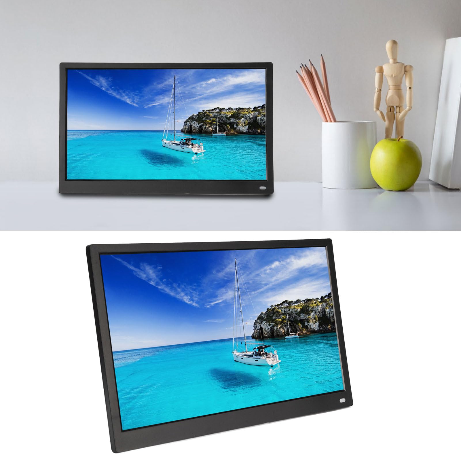 Annadue Elektronischer Digitaler Bilderrahmen, 1080P 15 Zoll Digitaler Bilderrahmen mit Fernbedienung Zum Teilen von Fotos und Videos Vom Telefon, Desktop und Wandmontage (Black)
