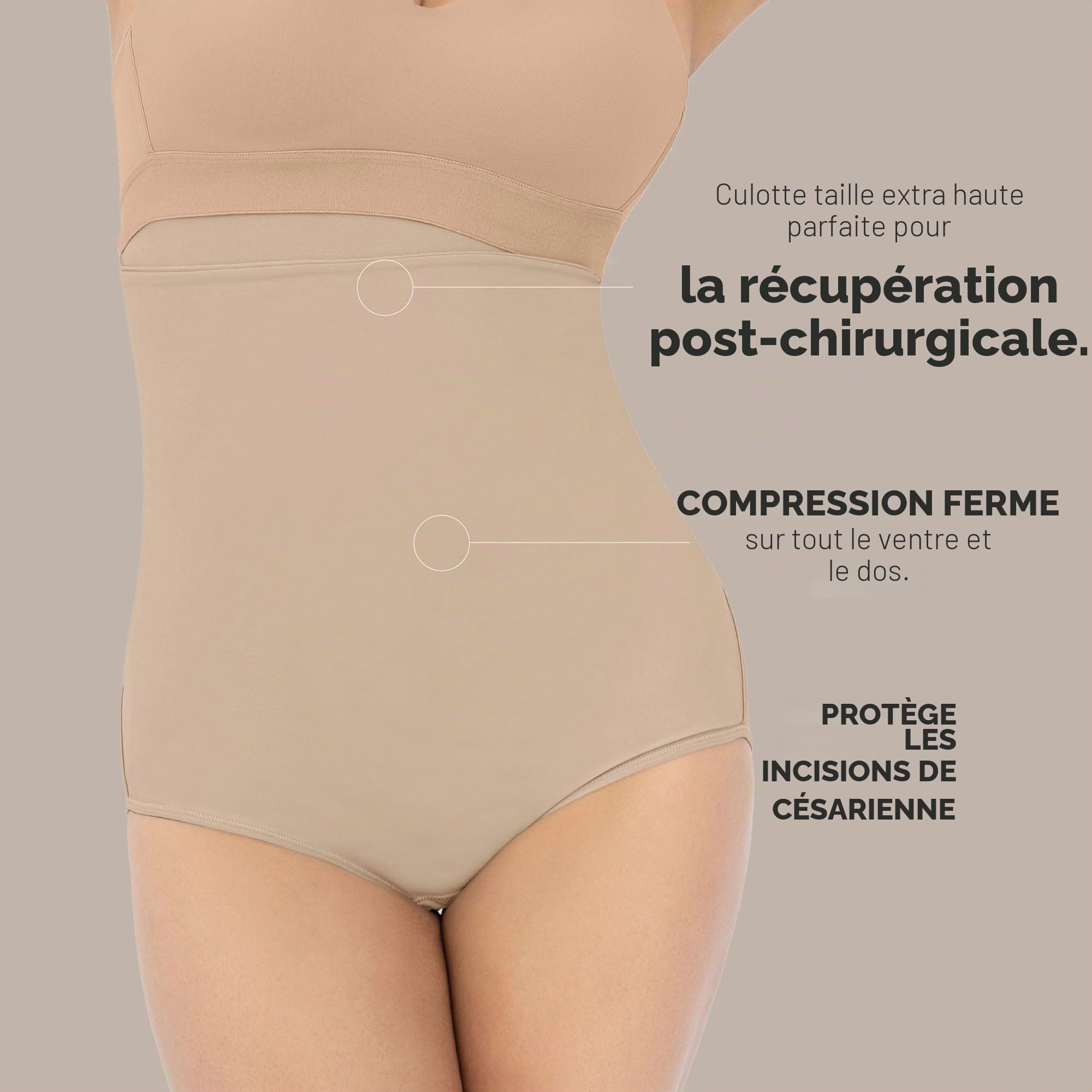 Culotte Gaine Post-Partum et Post-chirurgicale avec Une Plus Grande Couverture de l'abdomen