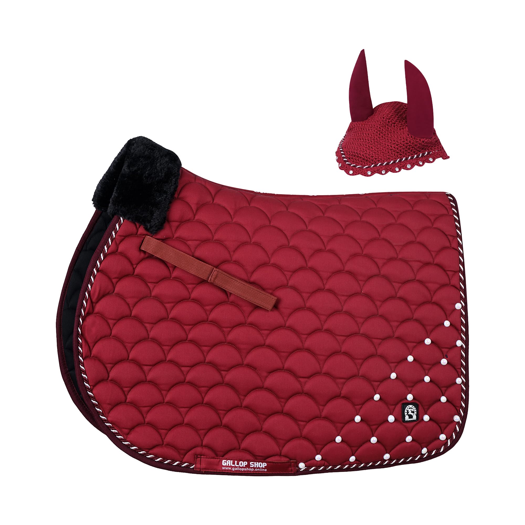Numnah Jewel Umbrella Style Saddle Pad / Horse Cloth (Maroon, Cob/Pony) — image 1
