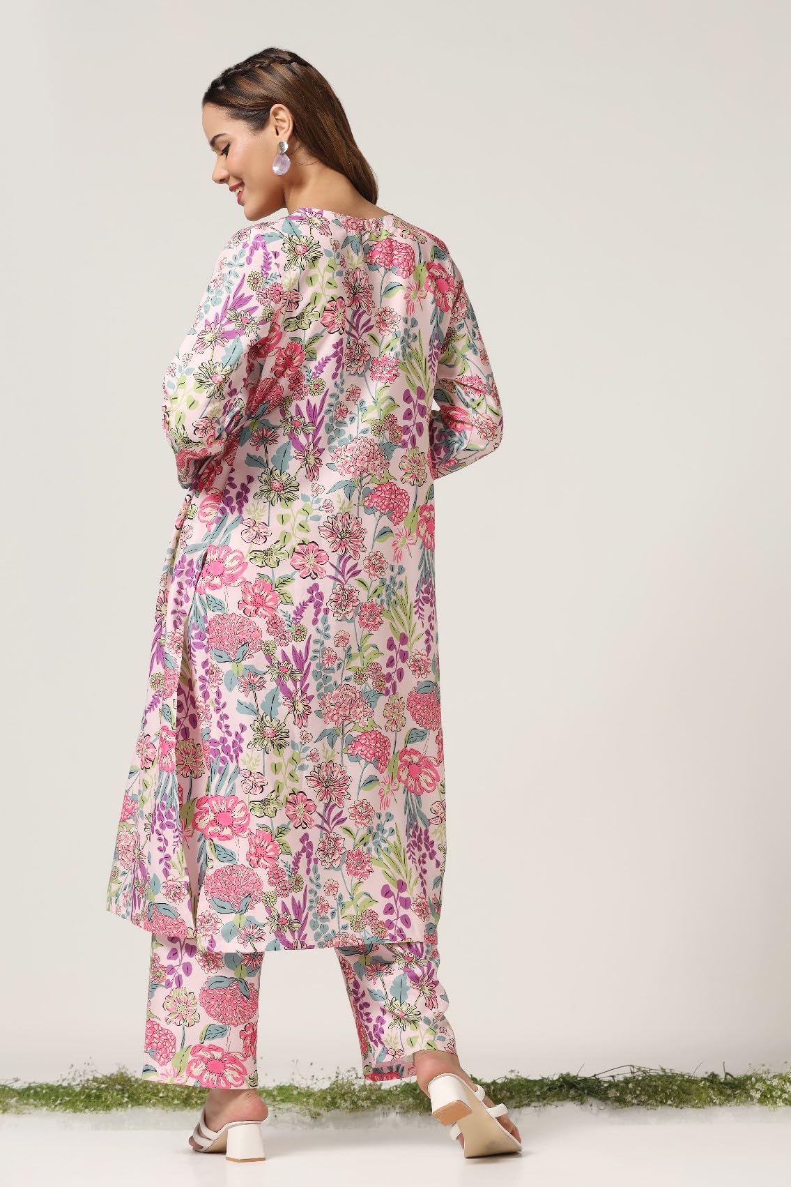 Om Sai Latest Creation Women Cotton Blend Fancy Kurta Set Regular Fit Printed (Oslc-K730&P152_Pink_S)