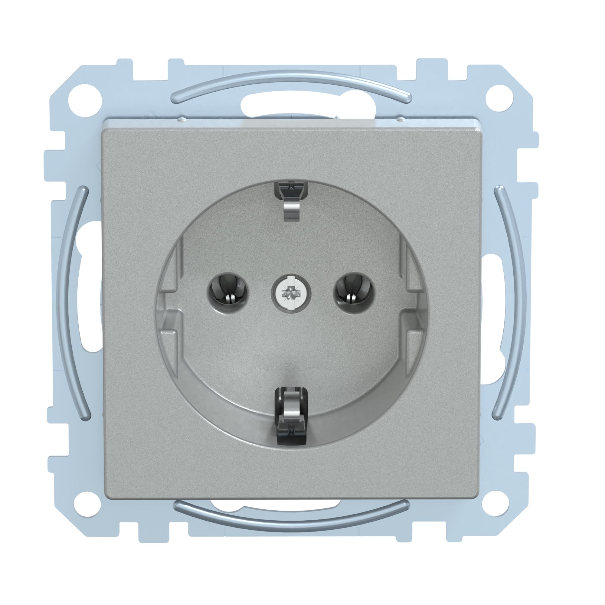 Merten MEG2401 Flask SCHUKO Socket Outlet, Screw-in Lift Terminals, Aluminium, System M