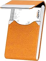 Vista 17 de Padike - Tarjetero de cuero para tarjetas de presentación, estuche metálico para tarjetas de nombre, tarjetero profesional delgado con cierre