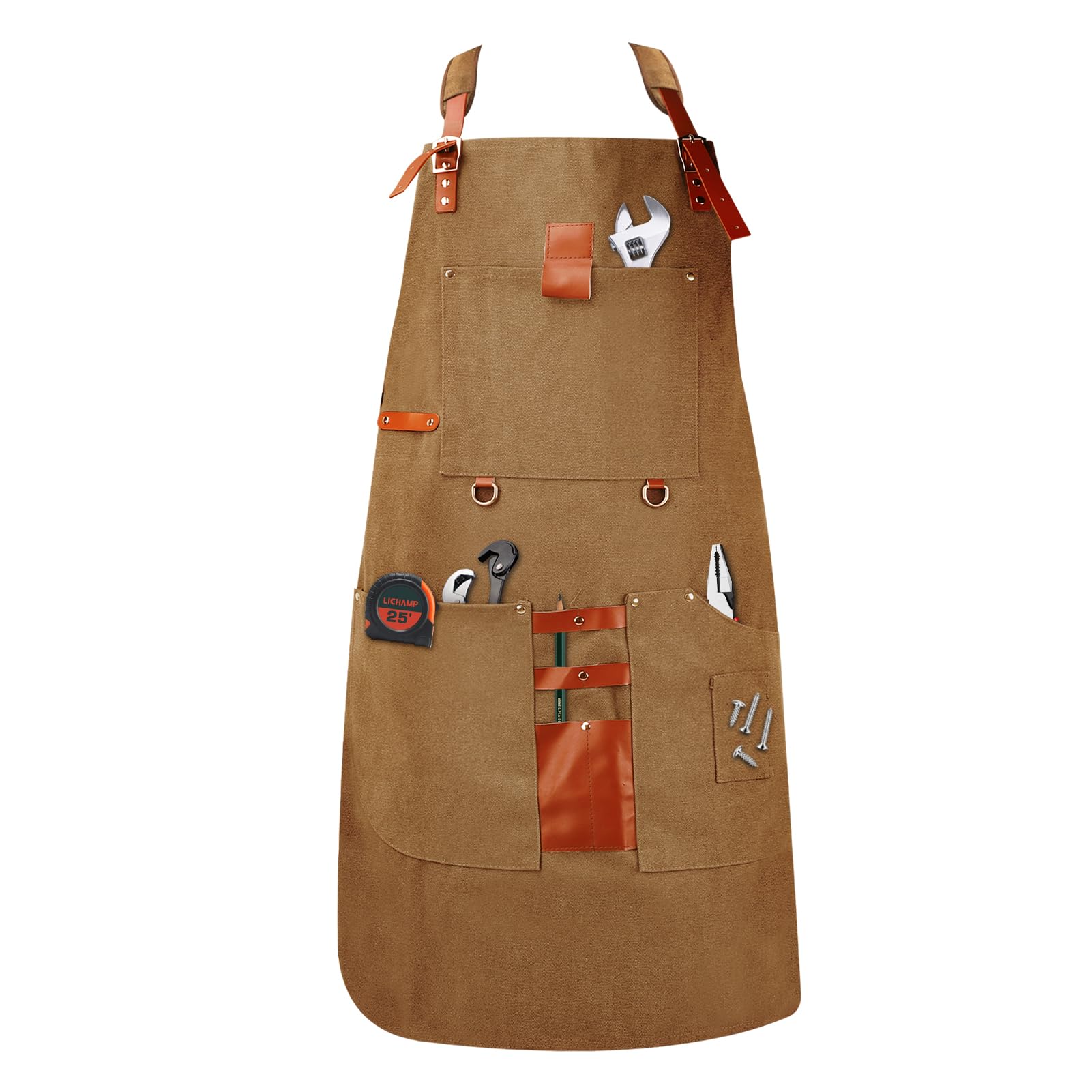 HISUEKIG Tool Apron Work Apron Apron with 8 Pockets and Magnetic Pocket Adjustable Strap Stylist Welding Woodworker