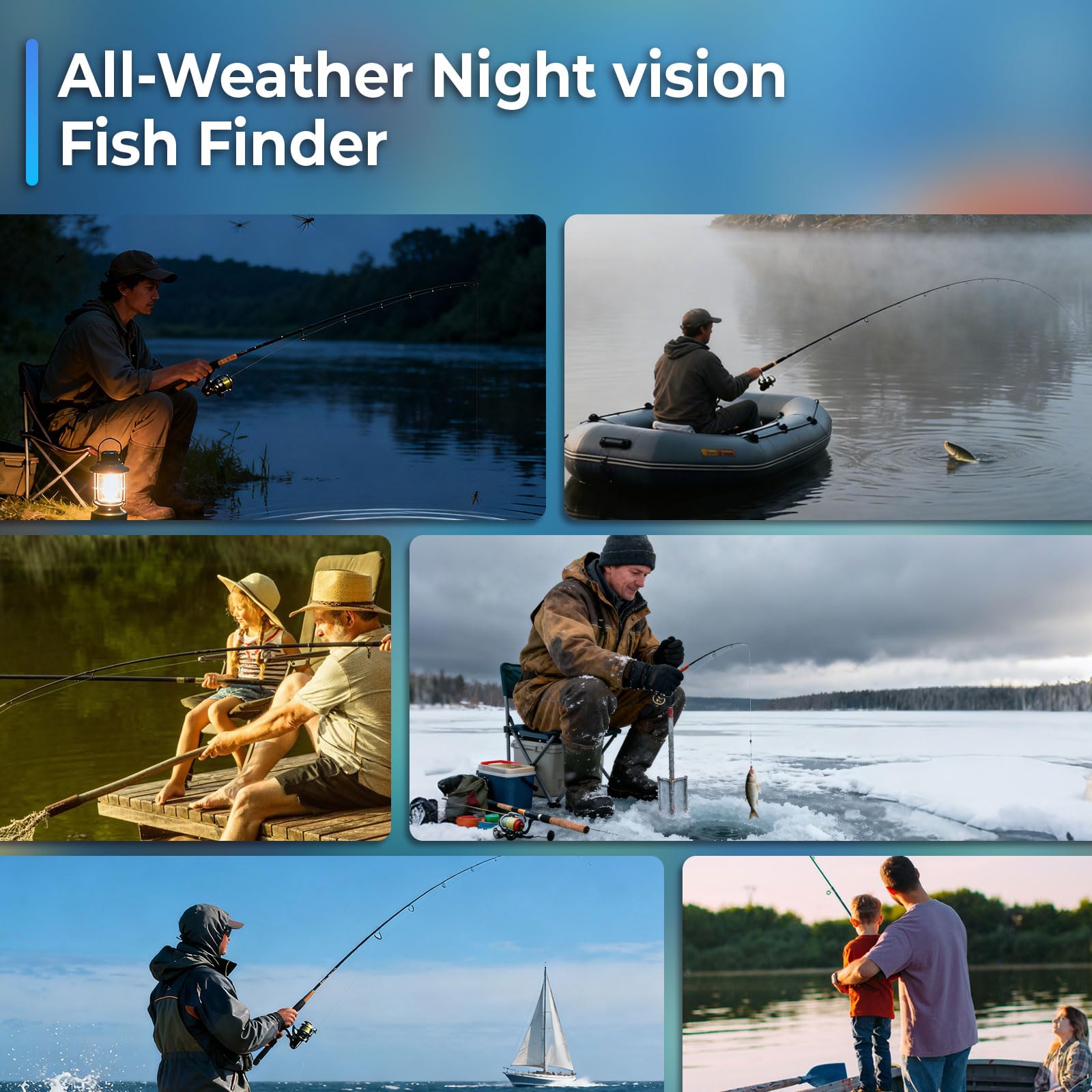 Cámara de Pesca Submarina 7" IPS con Visera, HD 1200TVL Gran Angular, IP68, Fish Finder para Hielo Mar Lago