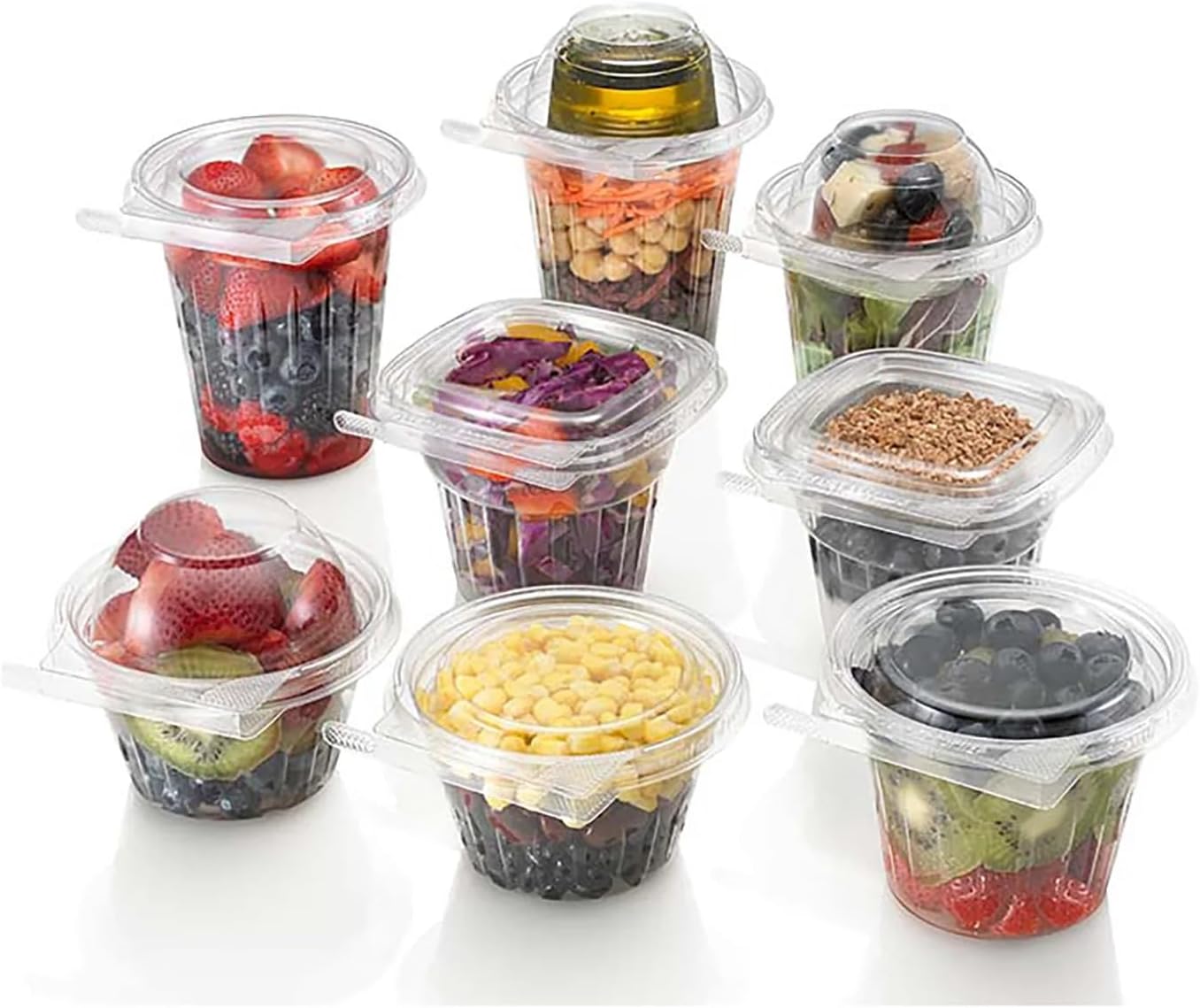 Inline Plastics Safe-T-Fresh 16 oz. Tamper Evident & Tamper Resistant Clamshell Snack Cup with Dome Lid - Durable & Sustainable Fruit Cup With Lid - Eco-Friendly Clear Fruit Cups With Lids - TS16CCRD