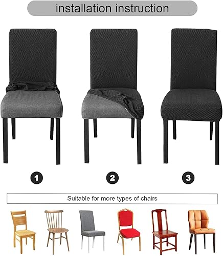 Miniatura 6 de Genina Juego de 4 fundas impermeables para sillas de comedor Parson, fundas para sillas de comedor, color beige