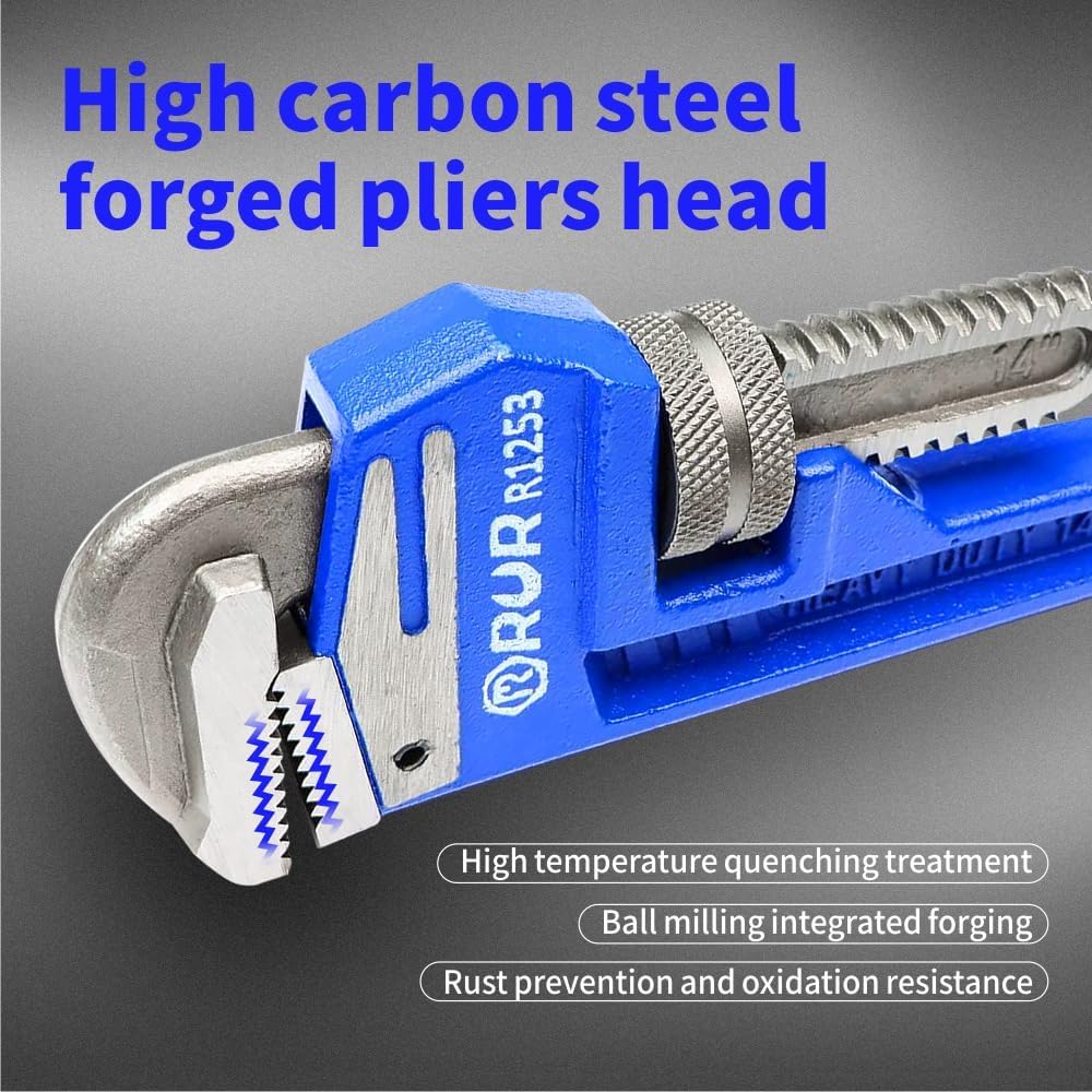 3Pcs 8&12&18-inch Heavy Duty Pipe Wrench Sets - Heavy Duty Straight Plumber Wrenches Set,Easy Adjusting,Tight Bite without Slipping