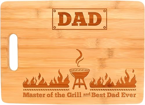 Regalo para padre para papá, maestro de la parrilla, regalos de cumpleaños para papá, gran tabla de cortar rectangular de bambú