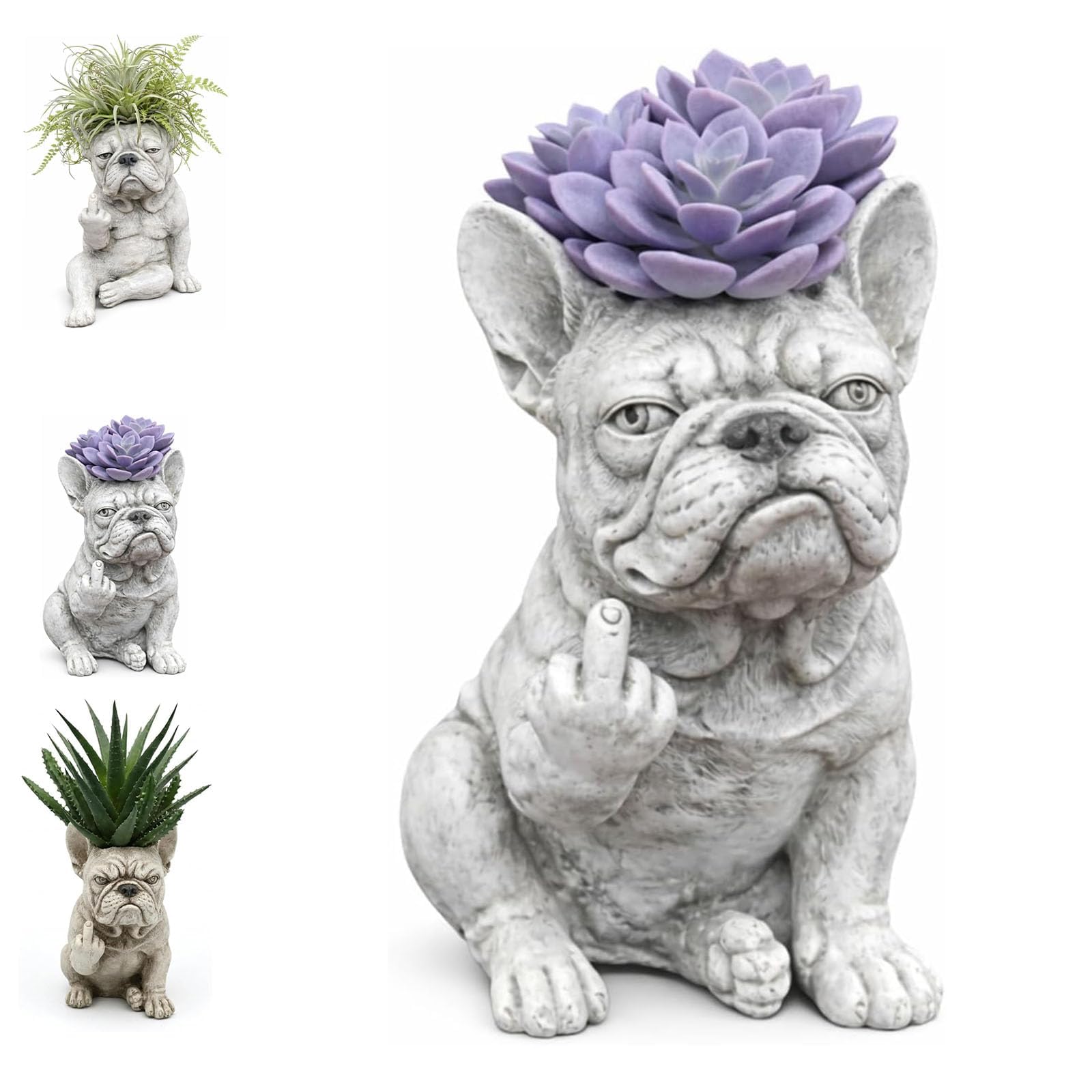 Pot de fleurs bouledogue français, cadeau original pour amoureux de chiens et plantes