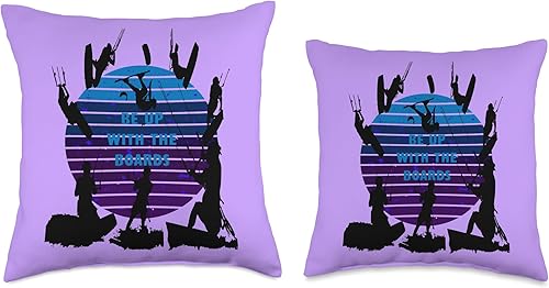 Miniatura 3 de Kitesurfers Be Up with The Boards Retro Style 4 Throw Pillow, 18x18, Multicolor