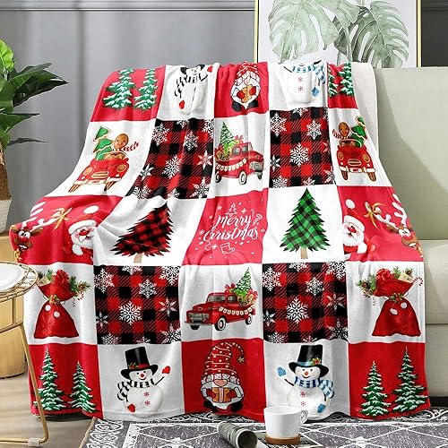 Vista 78 de LUVIVIHOME Manta de Feliz Navidad, bolas de Navidad azules doradas, manta de invierno con copos de nieve, manta individual, acogedora manta cálida