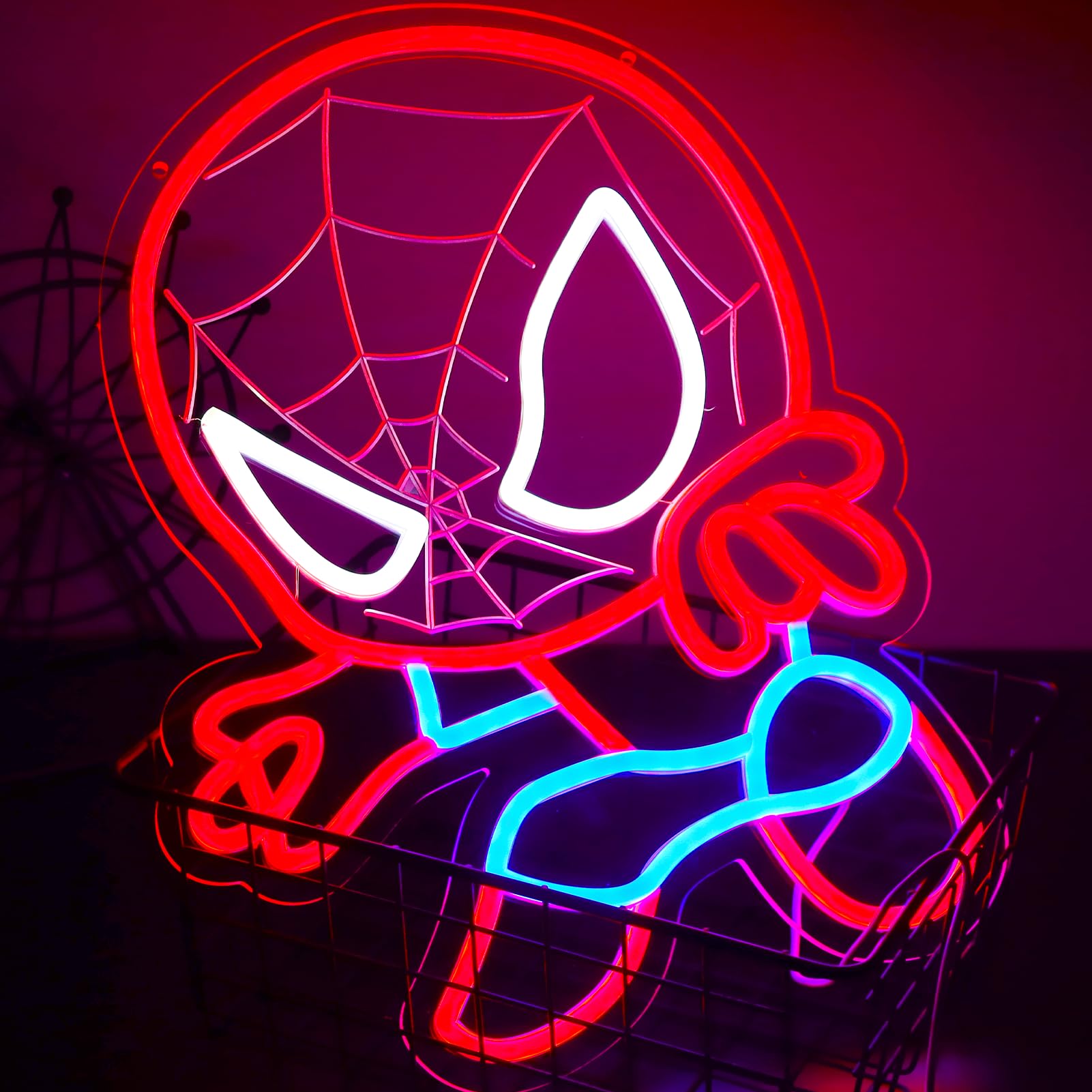 Panneau néon LED en forme d'araignée pour décoration murale, affichage lumineux à intensité variable, décoration de chambre d'enfant, salle de jeux, 30,5 x 40,9 cm