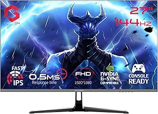 GAMEON 27 Inch Monitor FHD 1920×1080 144Hz Flat IPS Gaming Monitor with 0.5ms MPRT & 5ms Response