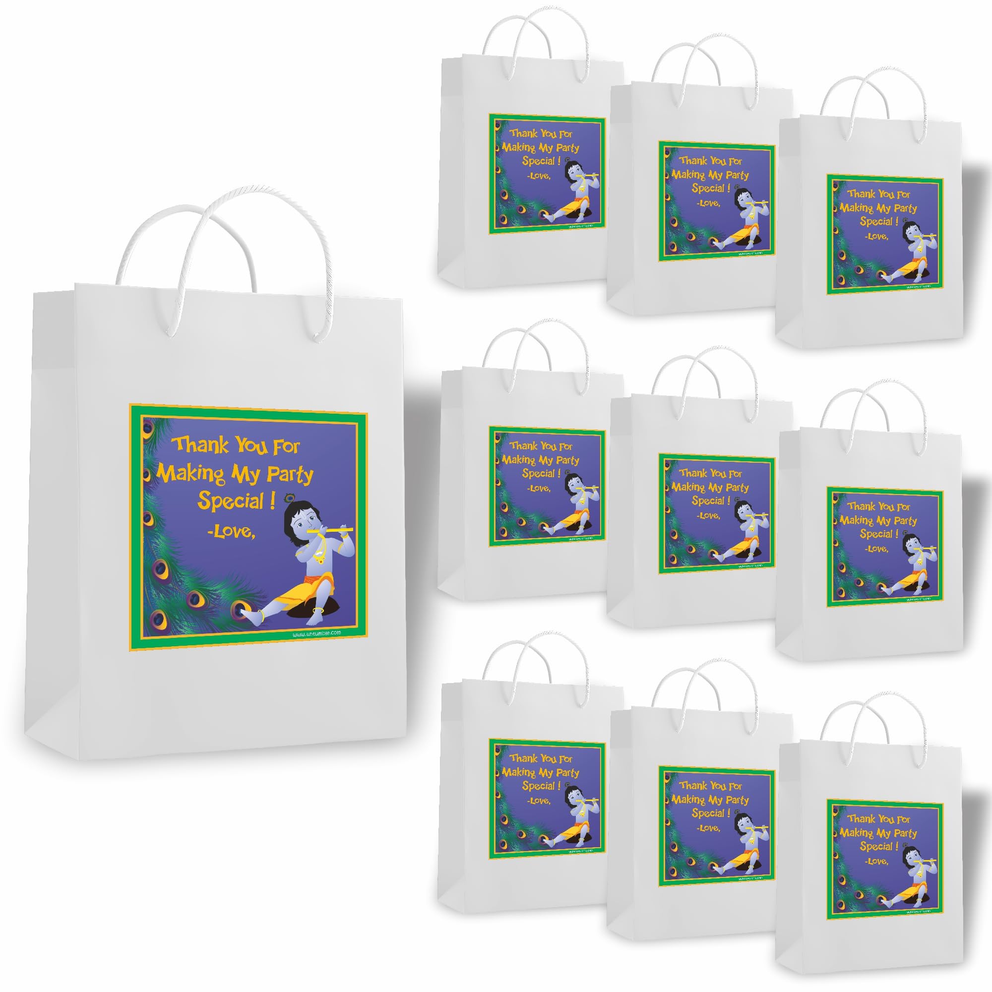 Untumble Krishna Theme Gift Bags for a Kids Birthday Party, Naming Ceremony, Engagement, House Warming or Pooja (Paper bags, pack of 10) (B0187ARGVK) Amazon Price History, Amazon Price Tracker
