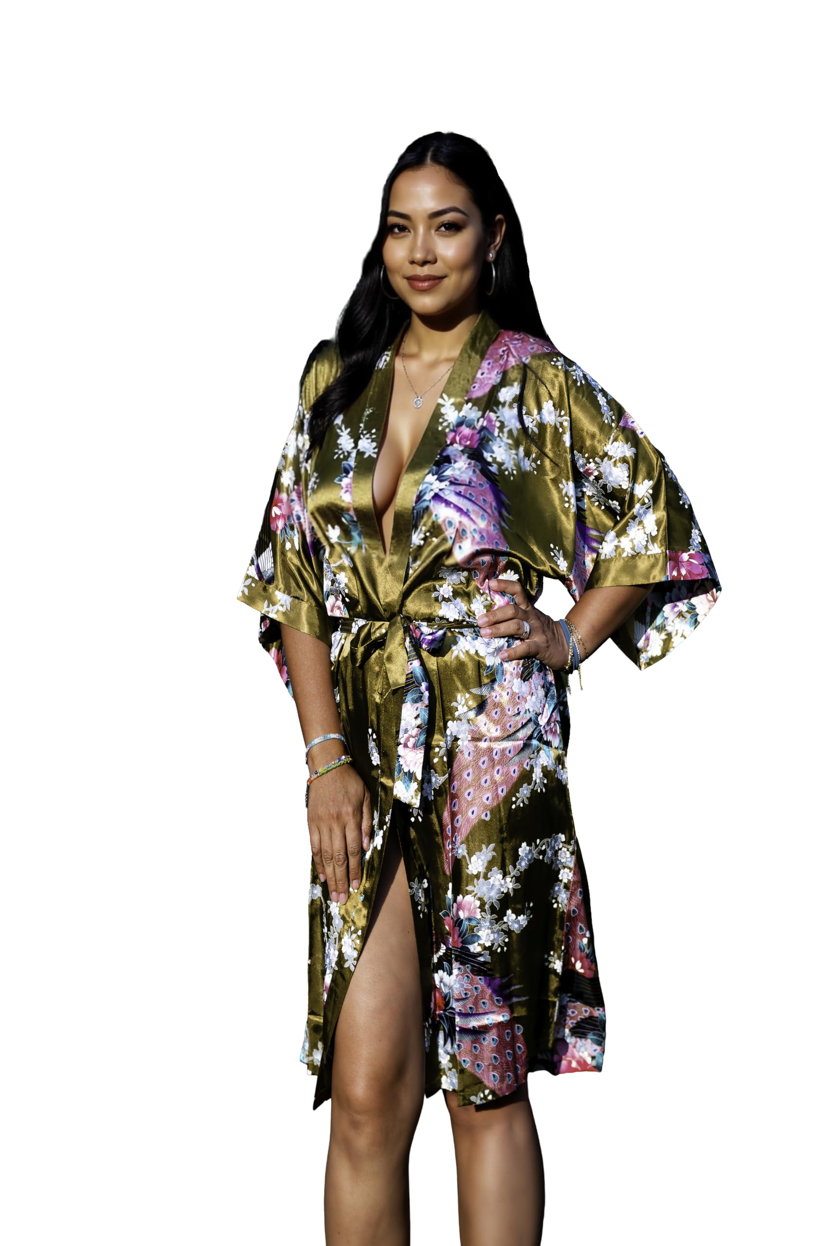 Kimono Robe Long 16 Colors Peacock Bridesmaid Bridal Shower Womens Gift